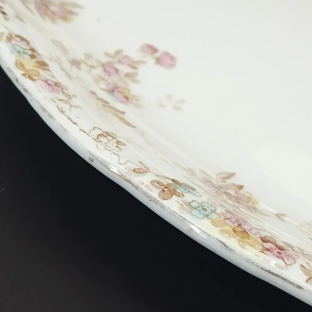 Antique Ridgeways Oval Platter Tray Pink Ditsy‎ Floral Valentines Wall Decor 16